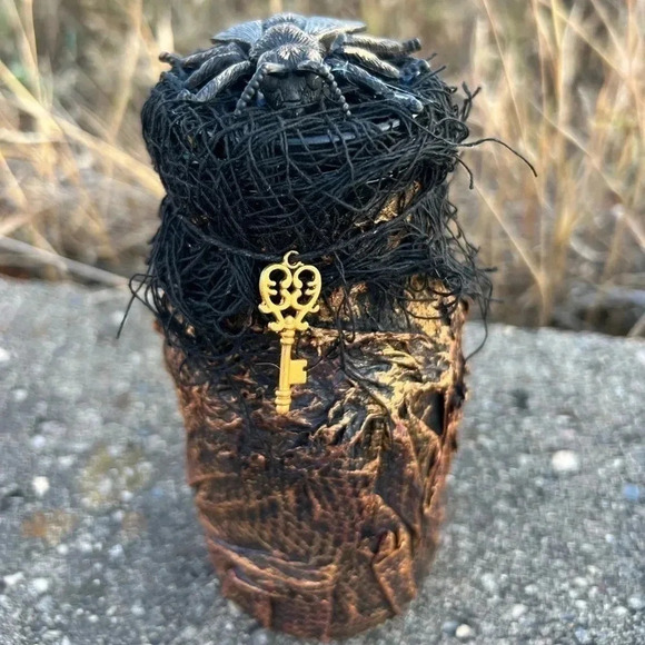 NEW Fun - Black & Bronze Fly Mixed Media Handcrafted apothecary jar - Picture 1 of 15